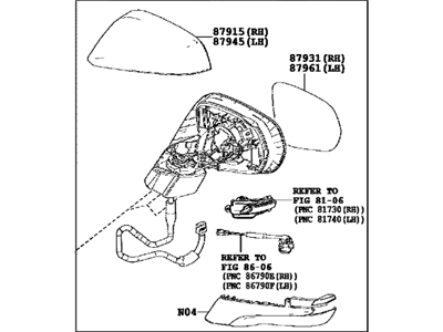 Lexus 87910-0E901 Mirror Assembly, Outer R