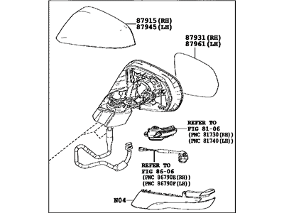 Lexus 87940-0E901 Mirror Assembly, Outer R