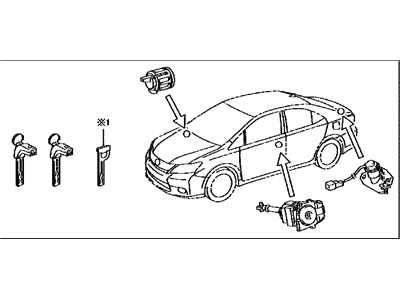 Lexus 69005-75030 Cylinder & Key Set