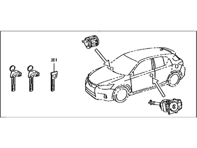 Lexus 69005-76070 Cylinder & Key Set