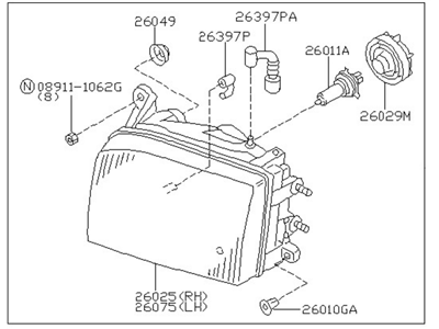 Nissan 26060-0W026 Driver Side Headlight Assembly