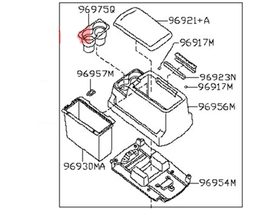 Nissan 96910-6MA0A Box Assy-Console, Center