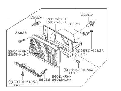 Nissan 26010-29R02 Headlamp Assembly-Passenger Side