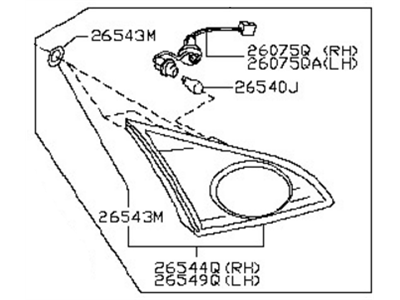 Nissan 26545-1M125 Lamp Assembly-Back Up, LH