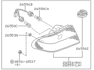 Nissan 26555-8B825 Combination Lamp Assy-Rear, LH