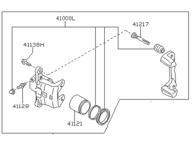 Nissan 41001-4B000 CALIPER Assembly-Front RH, W/O Pads Or SHIMS