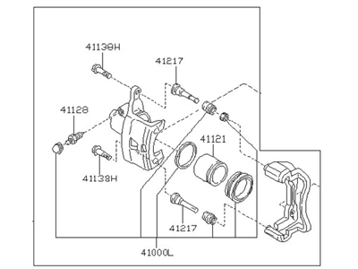 Nissan 41001-2B001 CALIPER Assembly-Front RH, W/O Pads Or SHIMS