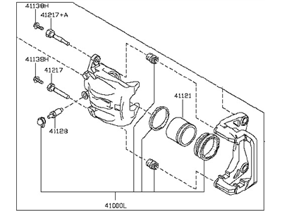 Nissan 41001-CA000 CALIPER Assembly-Front RH, W/O Pads Or SHIMS