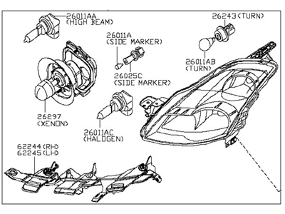 Nissan 26060-JA00A Driver Side Headlight Assembly