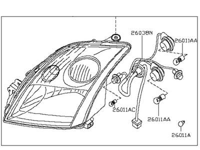 Nissan 26010-9AG0A Passenger Side Headlight Assembly