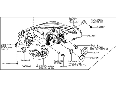 Nissan 26010-5AA0E Passenger Side Headlight Assembly