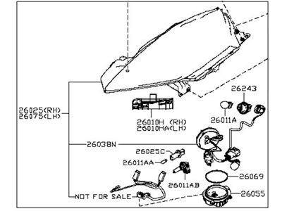 Nissan 26010-3NA0A Passenger Side Headlight Assembly