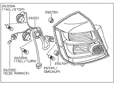 Nissan 26555-9AG0A Lamp Assembly-Rear Combination LH