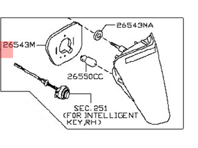 Nissan 26540-0B200 Lamp Assembly Back Up, RH