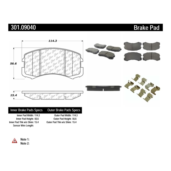 Centric Premium Ceramic Front Disc Brake Pads 301.09040