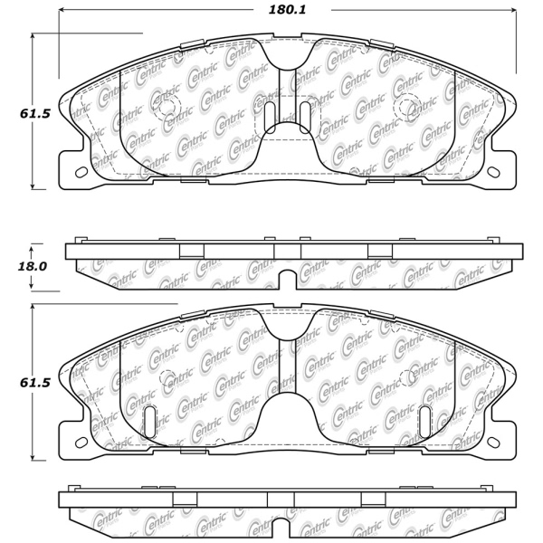 Centric Premium™ Semi-Metallic Brake Pads With Shims And Hardware 300.16110