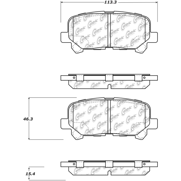 Centric Posi Quiet™ Ceramic Rear Disc Brake Pads 105.15850