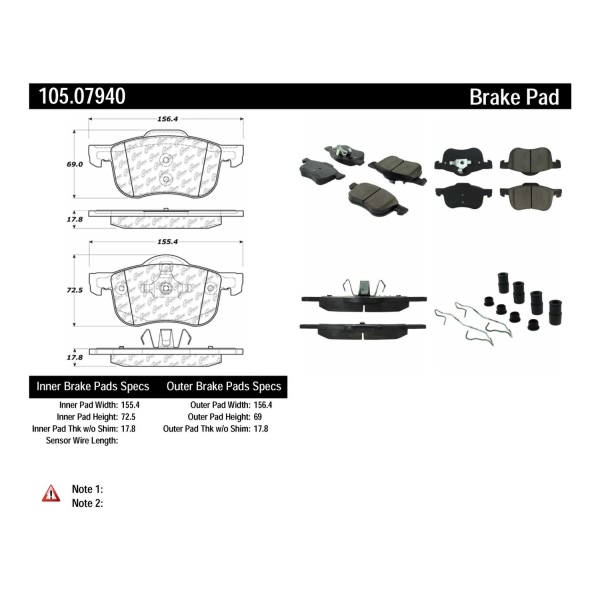 Centric Posi Quiet™ Ceramic Front Disc Brake Pads 105.07940