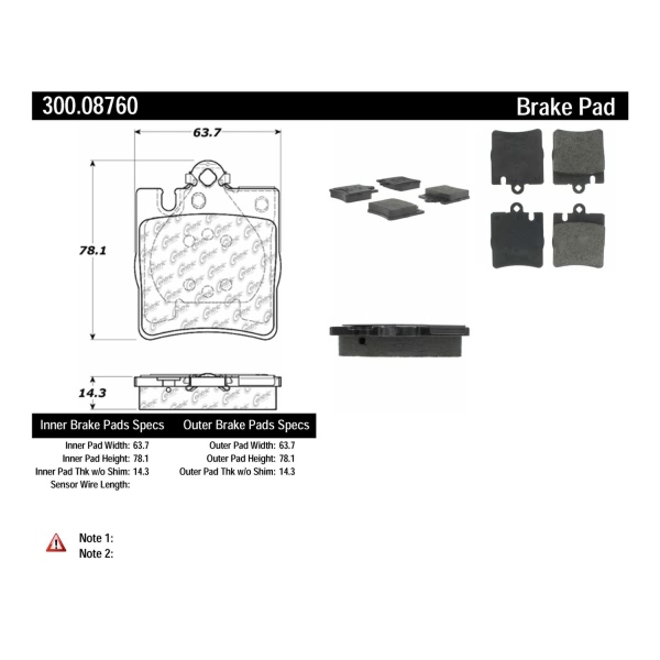 Centric Premium Semi-Metallic Rear Disc Brake Pads 300.08760