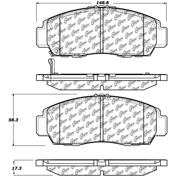 Centric Posi Quiet™ Semi-Metallic Front Disc Brake Pads 104.15060