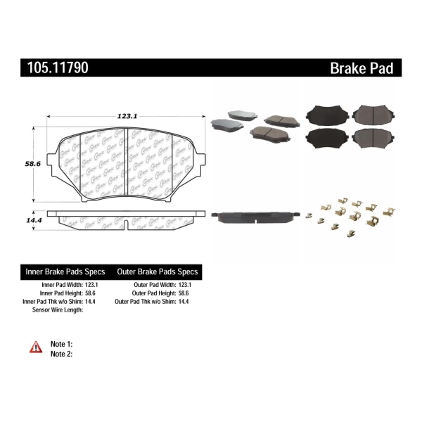 Centric Posi Quiet™ Ceramic Front Disc Brake Pads 105.11790