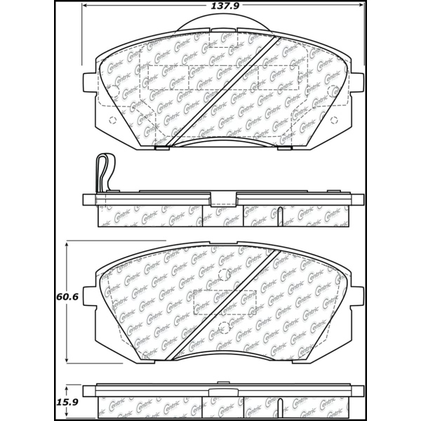 Centric Premium Semi-Metallic Front Disc Brake Pads 300.12950