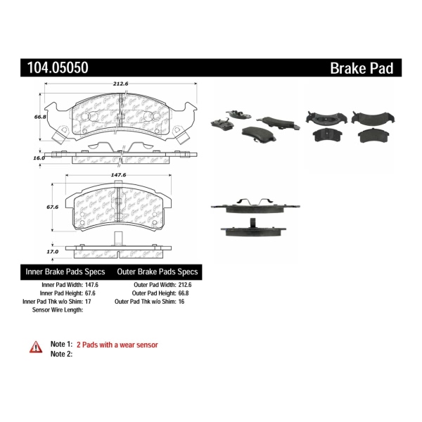 Centric Posi Quiet™ Semi-Metallic Front Disc Brake Pads 104.05050