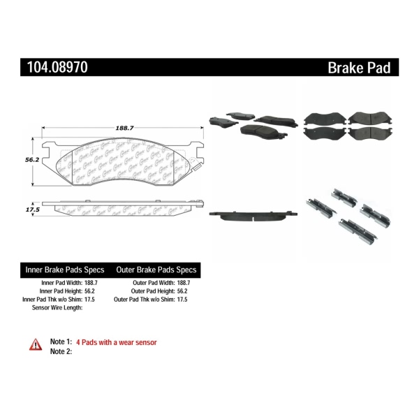 Centric Posi Quiet™ Semi-Metallic Front Disc Brake Pads 104.08970