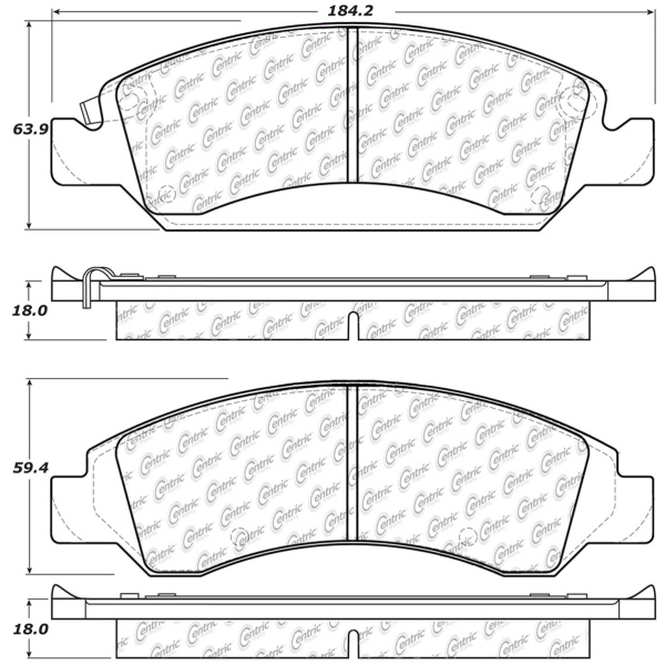 Centric Posi Quiet™ Extended Wear Semi-Metallic Front Disc Brake Pads 106.13630