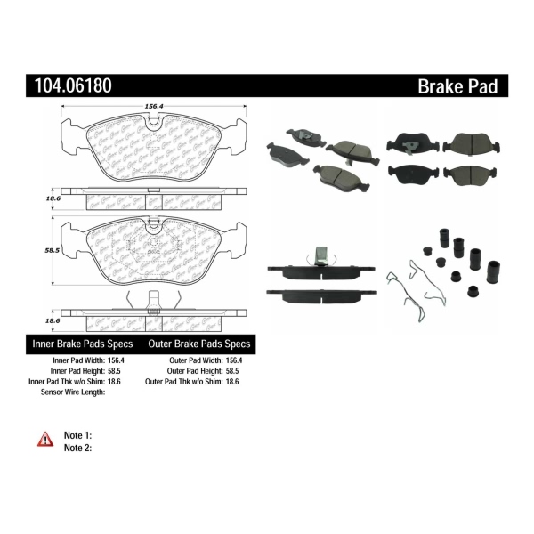 Centric Posi Quiet™ Semi-Metallic Front Disc Brake Pads 104.06180