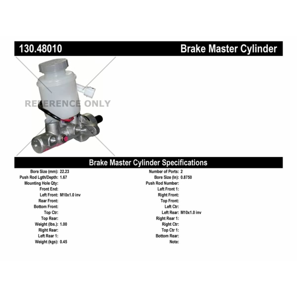 Centric Premium Brake Master Cylinder 130.48010