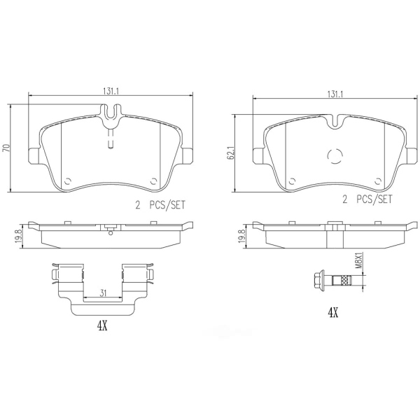 brembo Premium Ceramic Front Disc Brake Pads P50045N