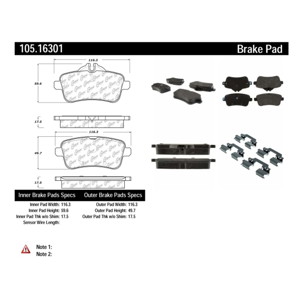 Centric Posi Quiet™ Ceramic Rear Disc Brake Pads 105.16301