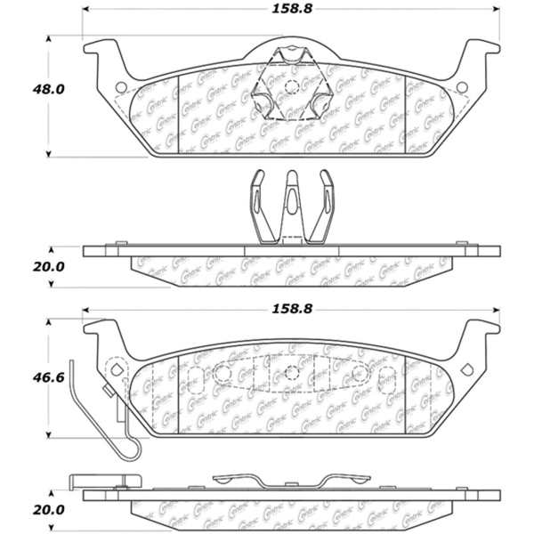 Centric Posi Quiet™ Semi-Metallic Rear Disc Brake Pads 104.09630