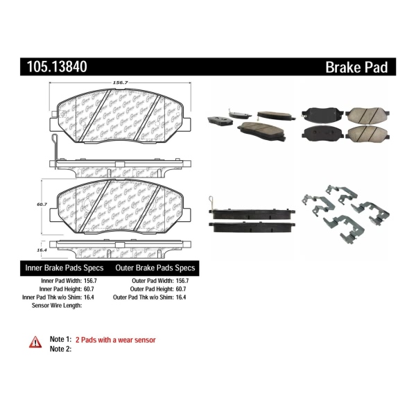 Centric Posi Quiet™ Ceramic Front Disc Brake Pads 105.13840