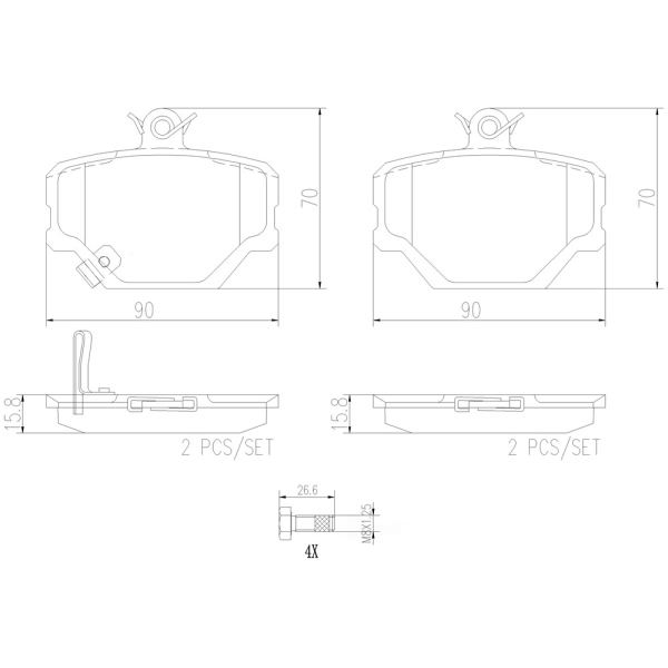 brembo Premium Ceramic Front Disc Brake Pads P50038N