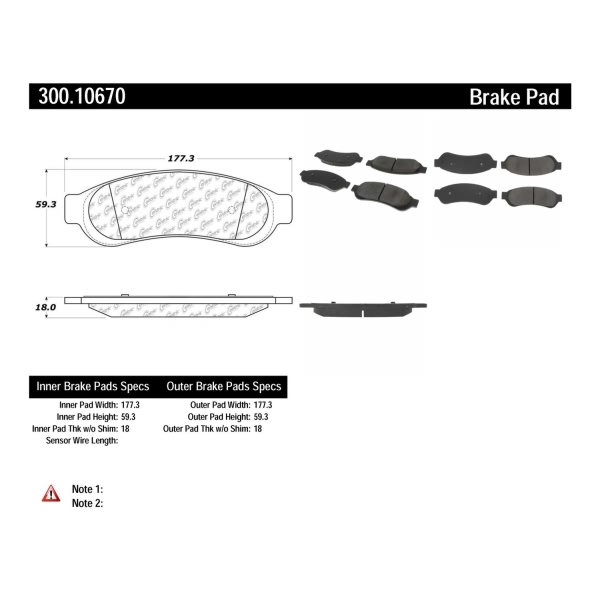 Centric Premium Semi-Metallic Rear Disc Brake Pads 300.10670