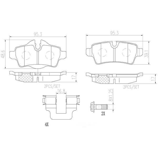 brembo Premium Ceramic Rear Disc Brake Pads P06052N