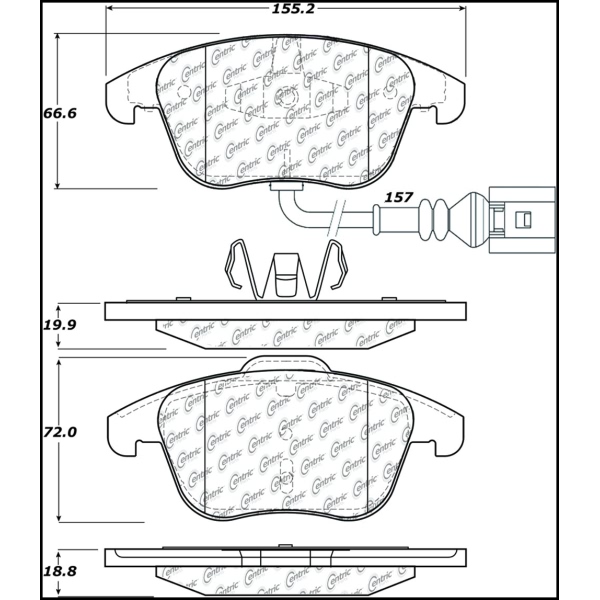 Centric Premium Ceramic Front Disc Brake Pads 301.13750