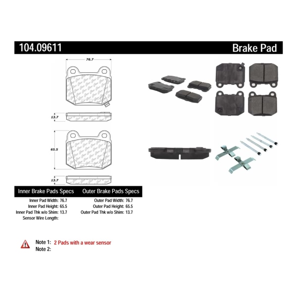 Centric Posi Quiet™ Semi-Metallic Rear Disc Brake Pads 104.09611