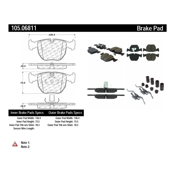 Centric Posi Quiet™ Ceramic Front Disc Brake Pads 105.06811