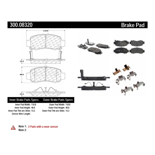 Centric Premium Semi-Metallic Front Disc Brake Pads 300.08320