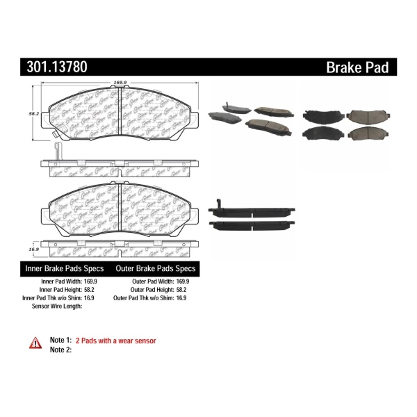 Centric Premium Ceramic Front Disc Brake Pads 301.13780