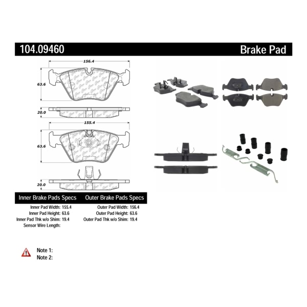 Centric Posi Quiet™ Semi-Metallic Front Disc Brake Pads 104.09460