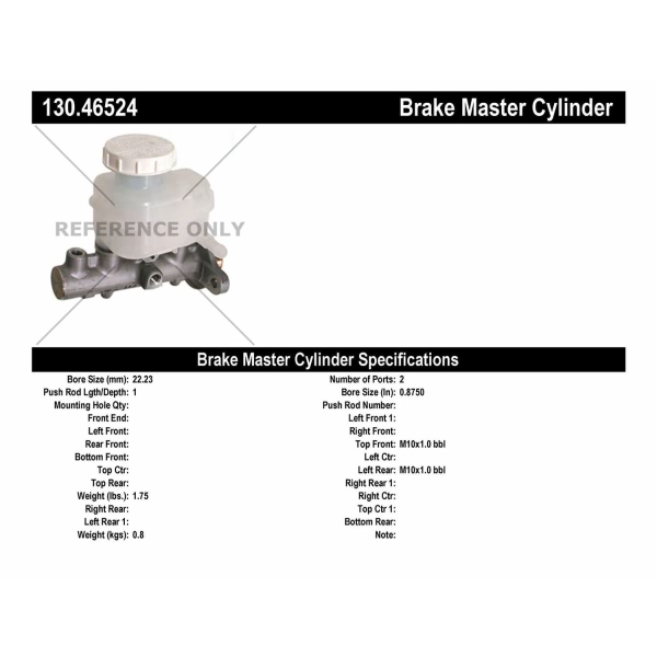 Centric Premium Brake Master Cylinder 130.46524