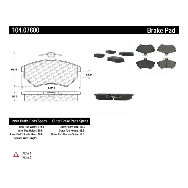 Centric Posi Quiet™ Semi-Metallic Front Disc Brake Pads 104.07800