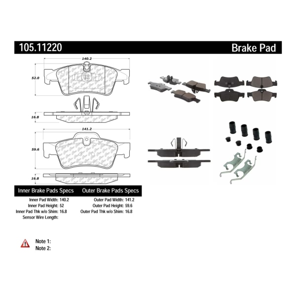 Centric Posi Quiet™ Ceramic Rear Disc Brake Pads 105.11220