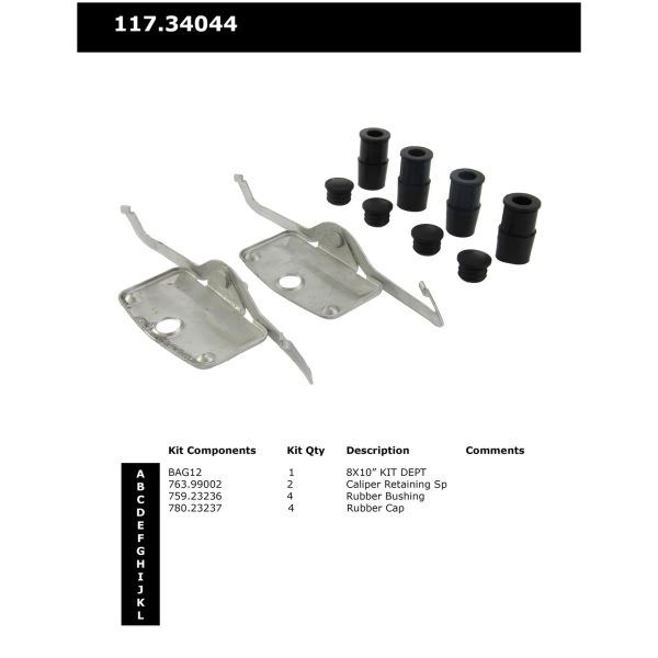 Centric Front Disc Brake Hardware Kit 117.34044