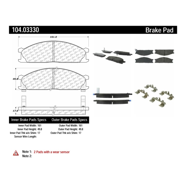 Centric Posi Quiet™ Semi-Metallic Front Disc Brake Pads 104.03330