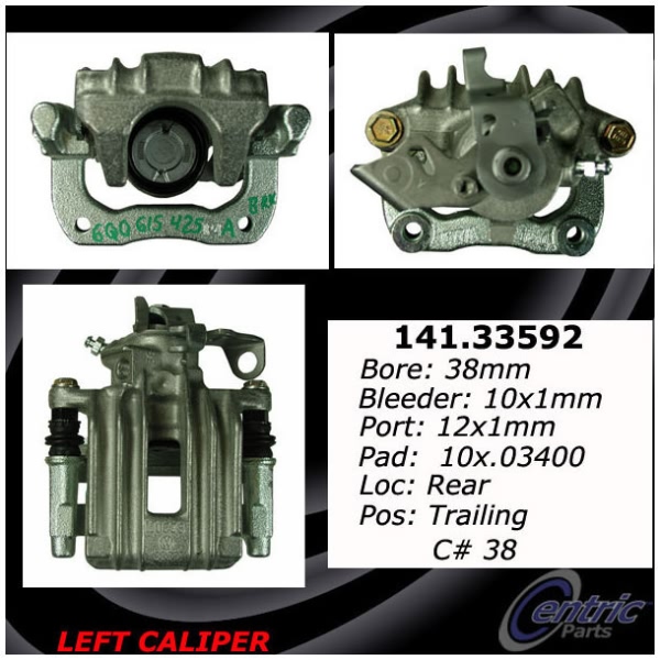 Centric Remanufactured Semi-Loaded Rear Driver Side Brake Caliper 141.33592